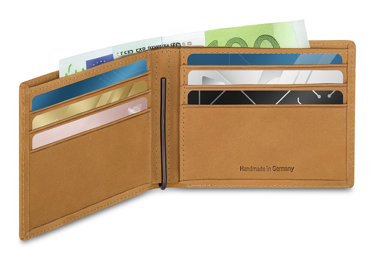 Portemonnaie mit Geldklammer, die elegante Brieftasche für Herren, gefertigt aus italienischem Nubukleder
