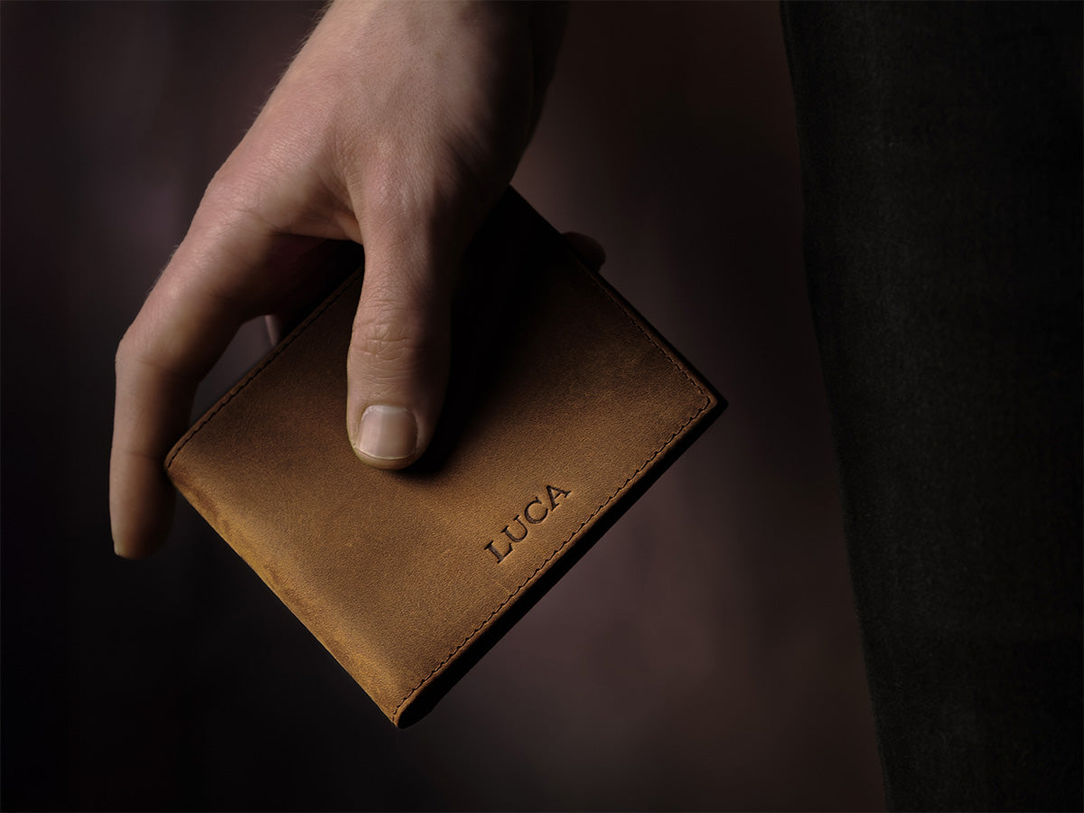 Edle Geldbörse mit Geldklammer aus hochwertigem italienischem Nubukleder