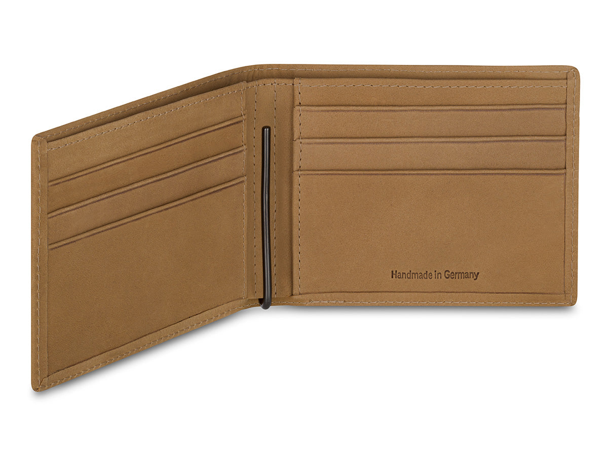 Herren Portemonnaie aus italienischem Nubukleder mit Geldklammer aus Edelstahl