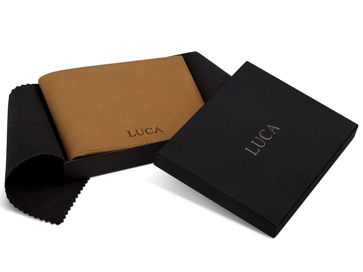 Portemonnaie aus Nubukleder Siena in hochwertiger, schwarzer Geschenkverpackung