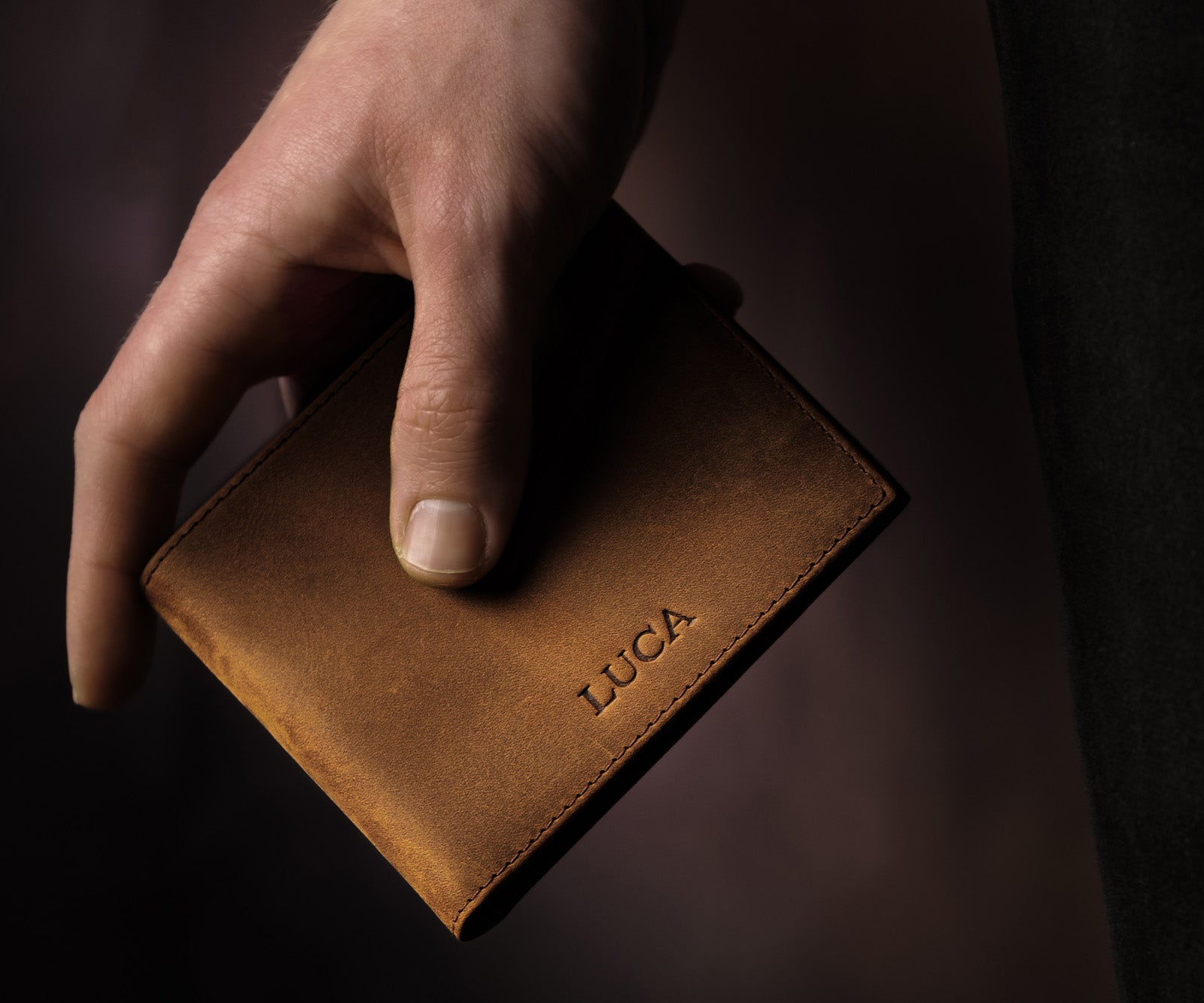 Nubuk Portemonnaie mit Geldklammer aus Edelstahl