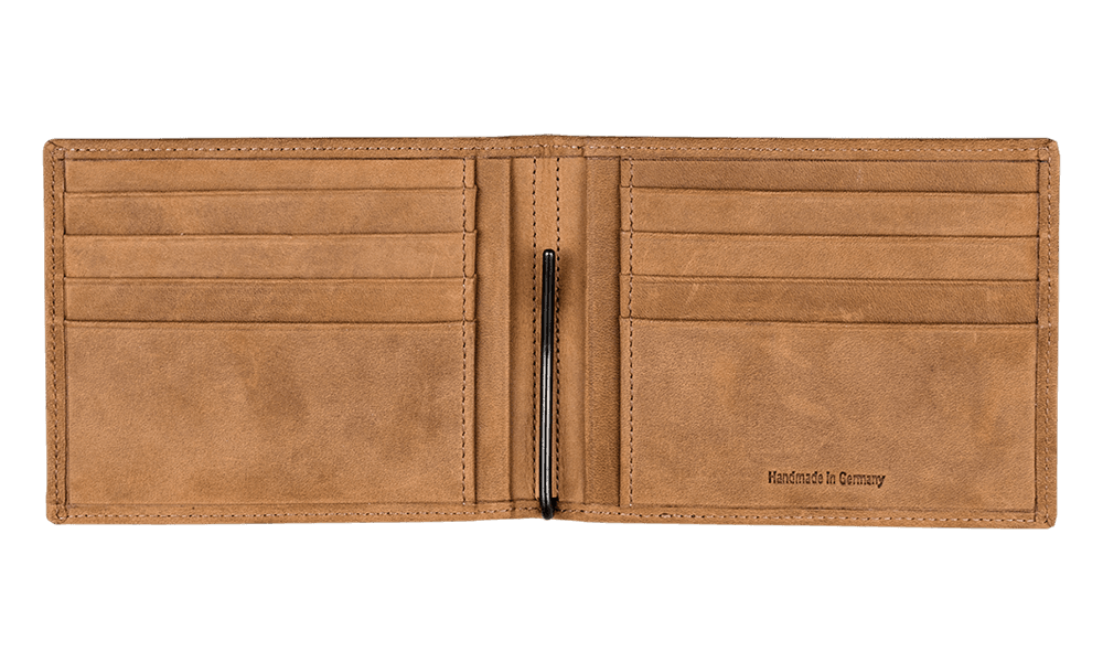 Geldbörse mit Geldklammer und für 8 Karten Nubukleder Antique Brown